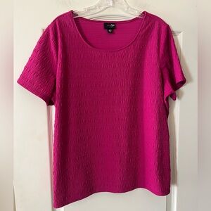 East 5th Fuchsia Textured Short Sleeve Blouse Women’s Size XLarge